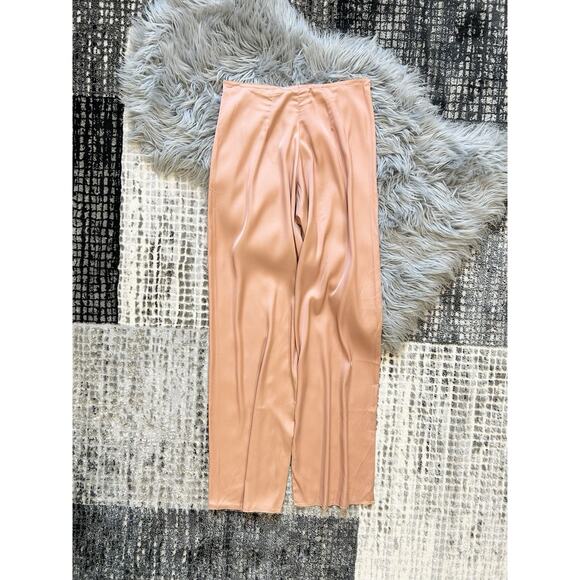 Women’s Copper‎ Satin Back Zip Flared Palazzo Pants Size Large NEW - Picture 1 of 3